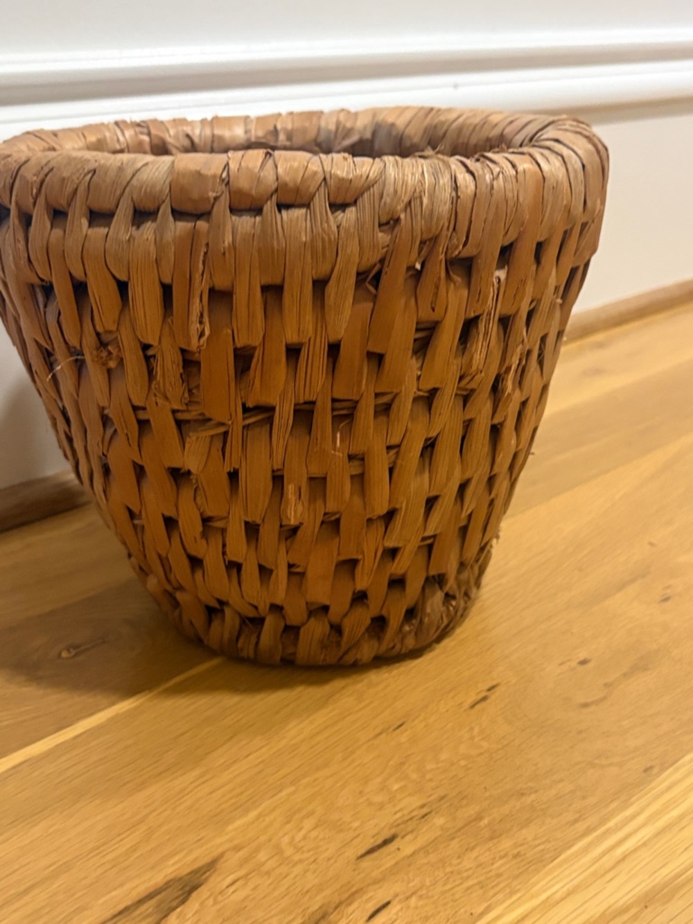 Antique Natural Woven Rattan Planter Basket - Brown